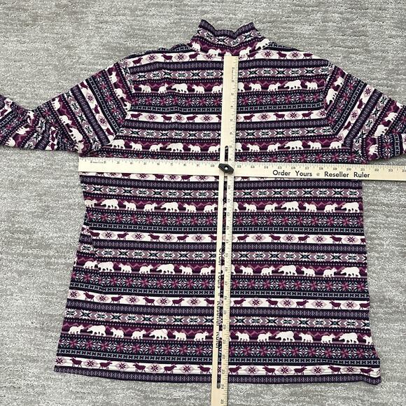 Lands End Shirt Womens Large Purple Fair Isle Polar Bear Moose Holidays Outdoors - Picture 12 of 14